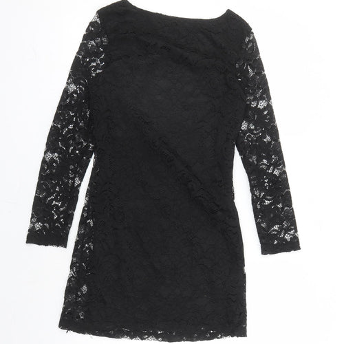 Mela London Womens Black Geometric Polyester Bodycon Size 10 Round Neck Pullover