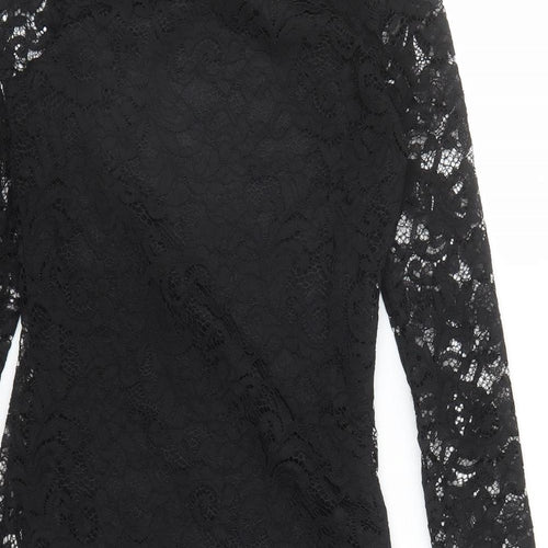 Mela London Womens Black Geometric Polyester Bodycon Size 10 Round Neck Pullover