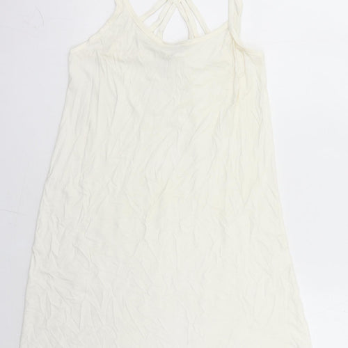 Freya Womens White Polyester Tank Dress Size S Round Neck Pullover