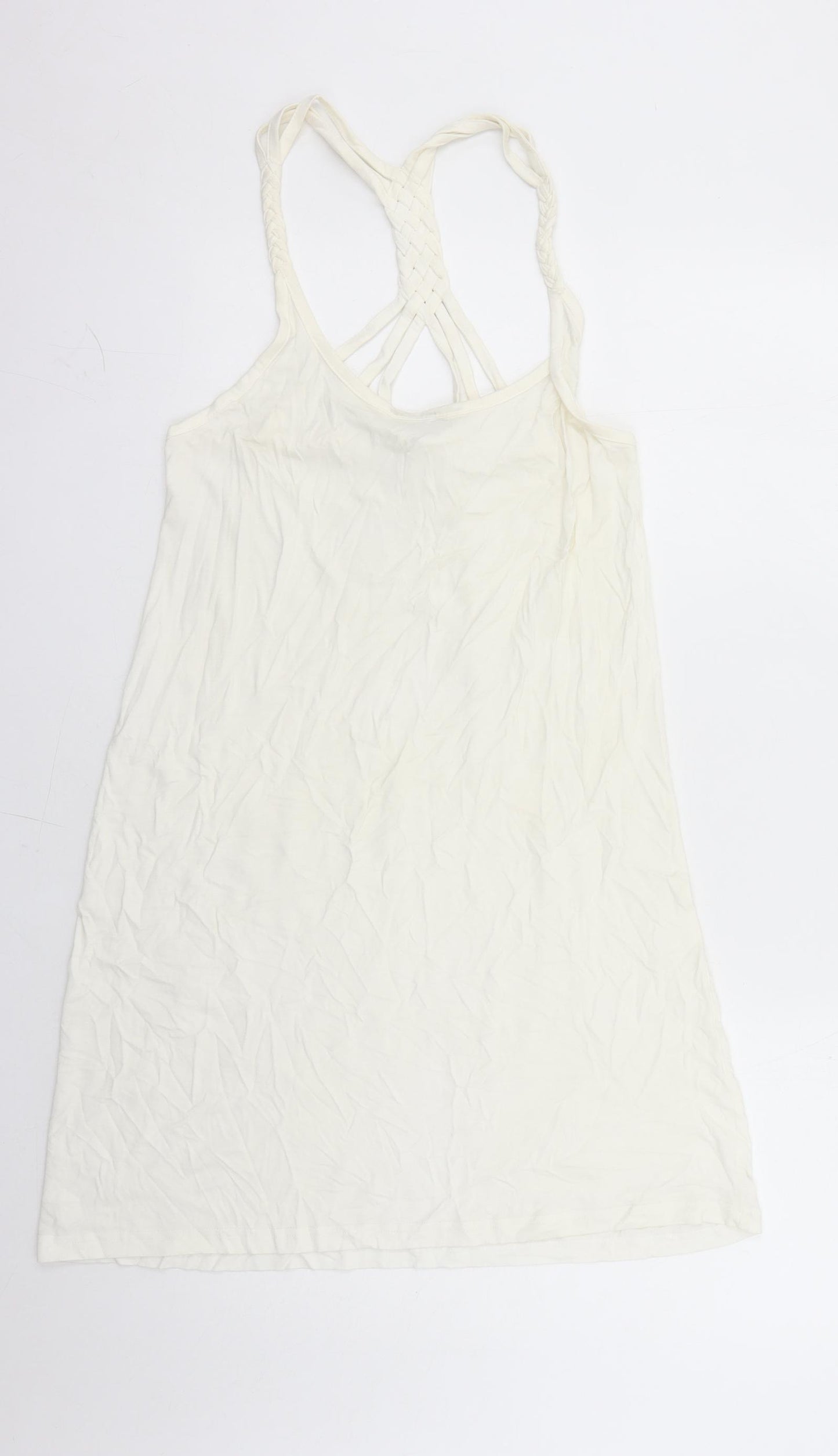 Freya Womens White Polyester Tank Dress Size S Round Neck Pullover