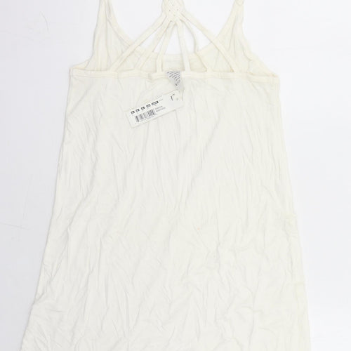 Freya Womens White Polyester Tank Dress Size S Round Neck Pullover