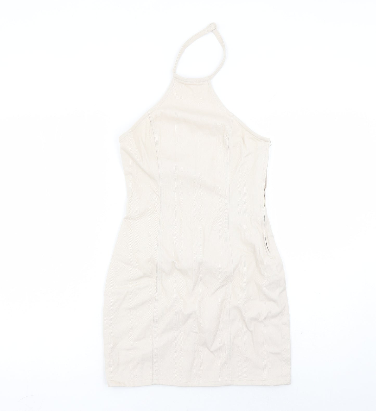 Divided by H&M Womens Beige Cotton Mini Size S Halter Zip