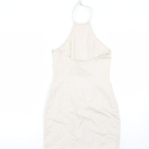 Divided by H&M Womens Beige Cotton Mini Size S Halter Zip