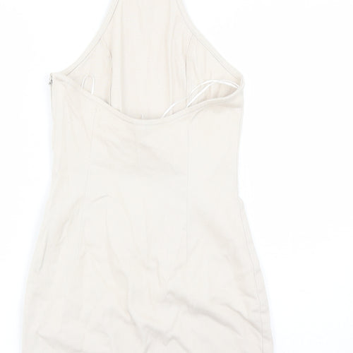 Divided by H&M Womens Beige Cotton Mini Size S Halter Zip