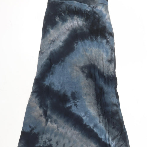 COIN 1804 Womens Blue Geometric Rayon Maxi Skirt Size S - Tie Dye Effect