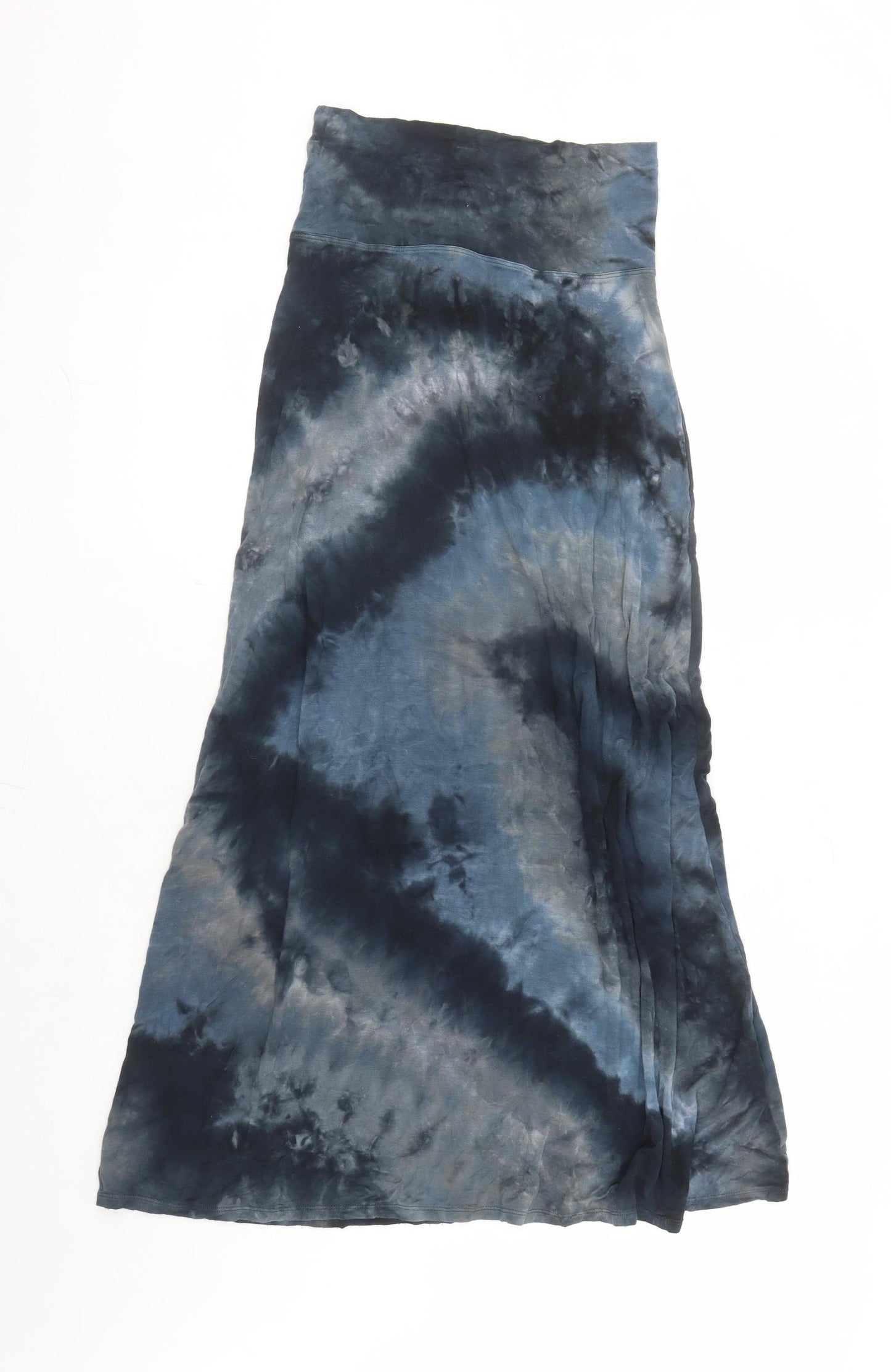 COIN 1804 Womens Blue Geometric Rayon Maxi Skirt Size S - Tie Dye Effect