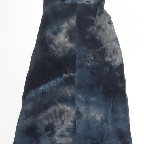 COIN 1804 Womens Blue Geometric Rayon Maxi Skirt Size S - Tie Dye Effect