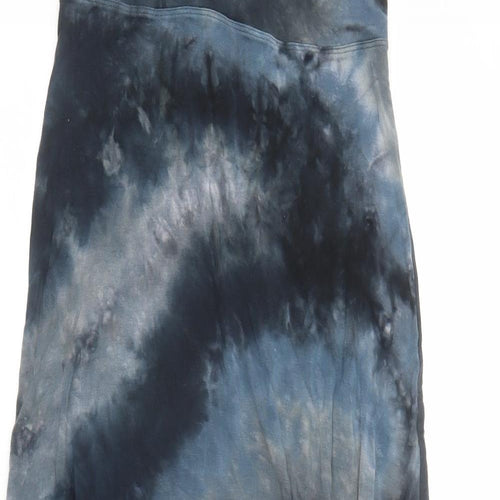 COIN 1804 Womens Blue Geometric Rayon Maxi Skirt Size S - Tie Dye Effect