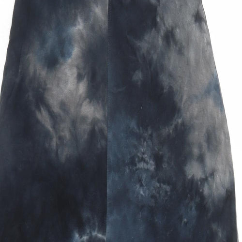 COIN 1804 Womens Blue Geometric Rayon Maxi Skirt Size S - Tie Dye Effect