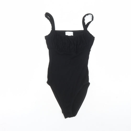 Topshop Womens Black Viscose Bodysuit One-Piece Size 6 Snap