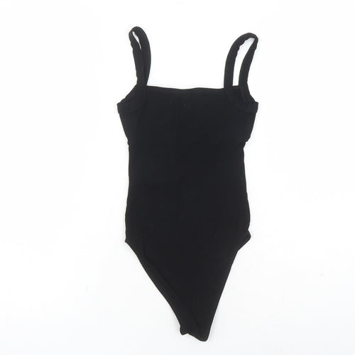 Topshop Womens Black Viscose Bodysuit One-Piece Size 6 Snap