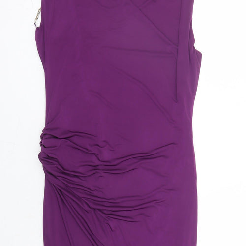 Celeb Boutique Womens Purple Polyester Bodycon Size M Cowl Neck Pullover - Chain Detail