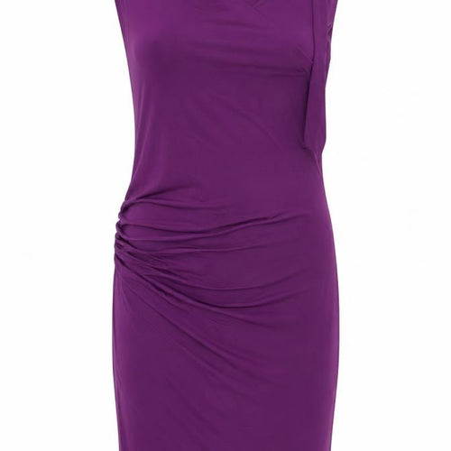 Celeb Boutique Womens Purple Polyester Bodycon Size M Cowl Neck Pullover - Chain Detail