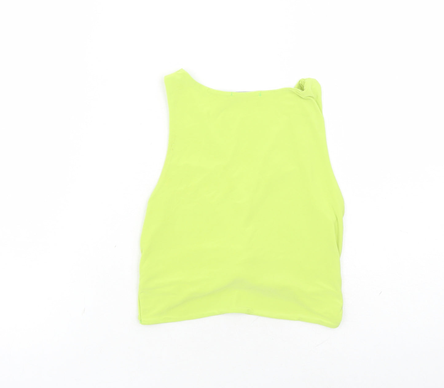 PRETTYLITTLETHING Womens Green Polyester Cropped Tank Size 10 V-Neck