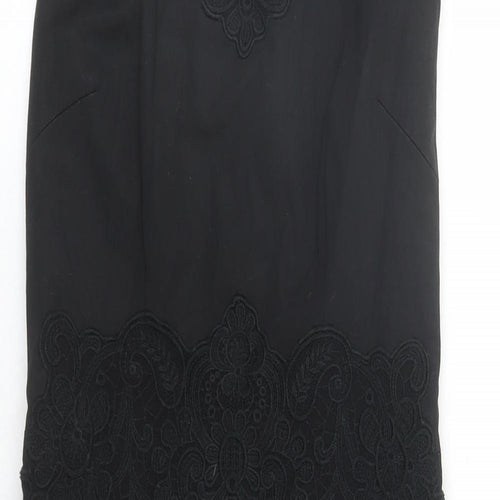 Karen Millen Womens Black Geometric Cotton Pencil Dress Size 6 Boat Neck Zip