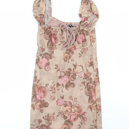 Motel Womens Brown Floral Polyester Mini Size XS Round Neck Pullover