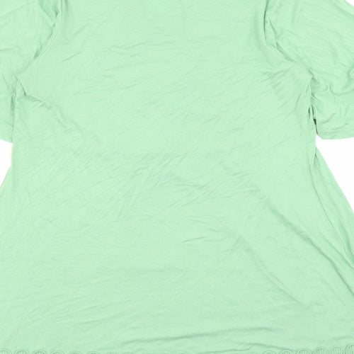 Yours Womens Green Viscose Basic T-Shirt Size 14 V-Neck - Crochet Detail