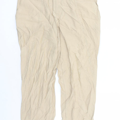 Mado et les Autres Womens Beige Viscose Cropped Trousers Size 10 L25 in Regular Zip