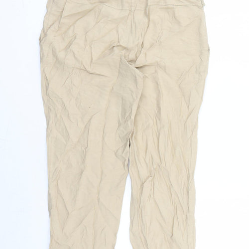 Mado et les Autres Womens Beige Viscose Cropped Trousers Size 10 L25 in Regular Zip