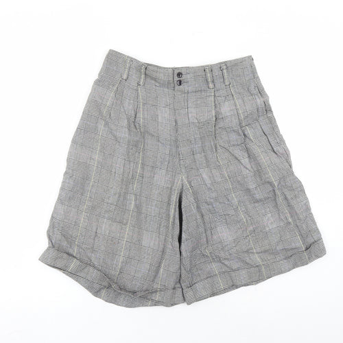 Liz Sport Womens Grey Plaid Cotton Chino Shorts Size 10 L9 in Regular Zip