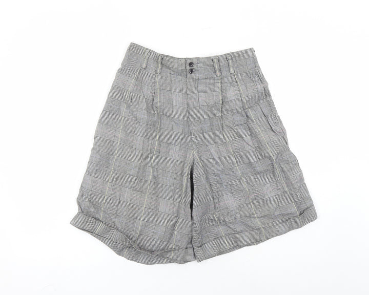 Liz Sport Womens Grey Plaid Cotton Chino Shorts Size 10 L9 in Regular Zip