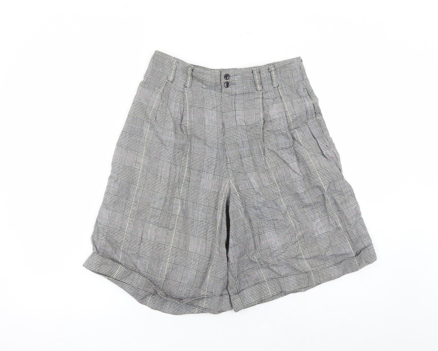 Liz Sport Womens Grey Plaid Cotton Chino Shorts Size 10 L9 in Regular Zip