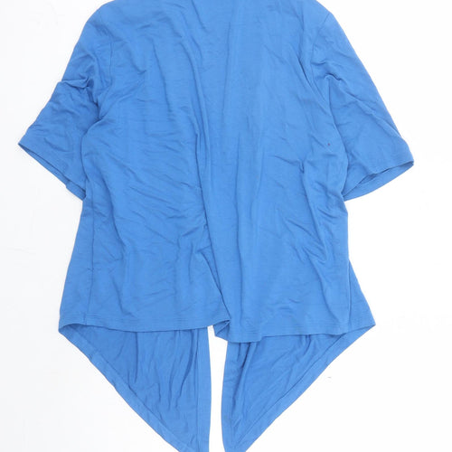EWM Womens Blue Viscose Kimono T-Shirt Size 14 V-Neck - Waterfall Design