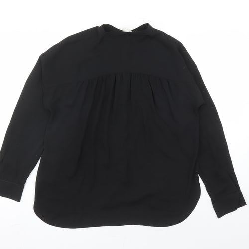 Warehouse Womens Black Polyester Basic Button-Up Size 12 Round Neck