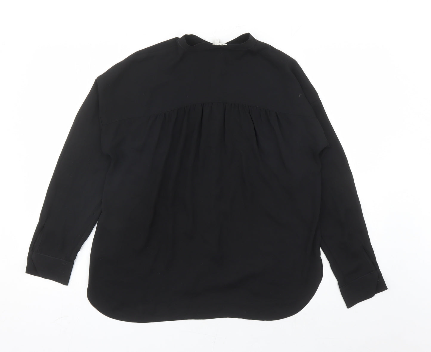 Warehouse Womens Black Polyester Basic Button-Up Size 12 Round Neck