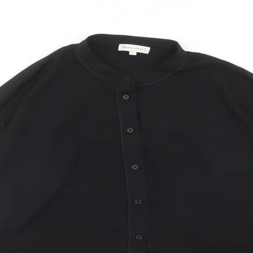 Warehouse Womens Black Polyester Basic Button-Up Size 12 Round Neck