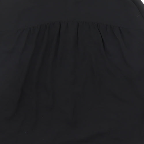 Warehouse Womens Black Polyester Basic Button-Up Size 12 Round Neck