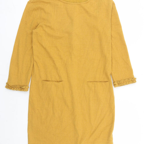 Cynthia Rowley Womens Yellow Cotton A-Line Size S Round Neck Pullover