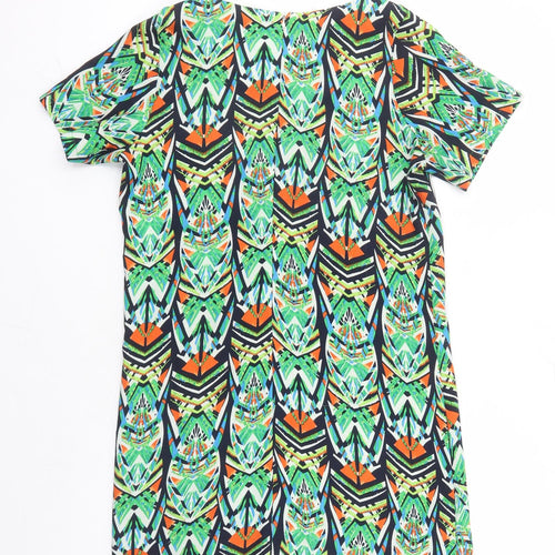 Cameo Rose Womens Multicoloured Geometric Polyester A-Line Size 12 Round Neck Zip