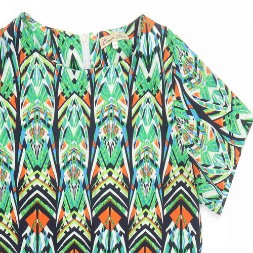 Cameo Rose Womens Multicoloured Geometric Polyester A-Line Size 12 Round Neck Zip