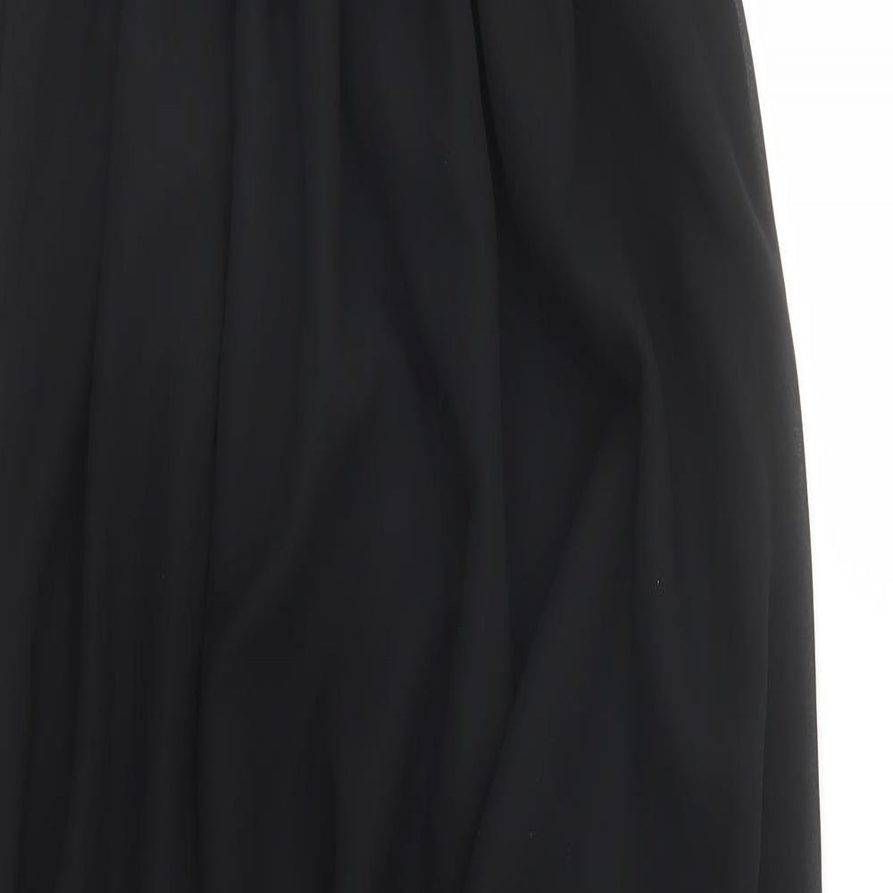 Ameila Womens Black Polyester Maxi Size 14 Halter Tie - Rhinestone Detail