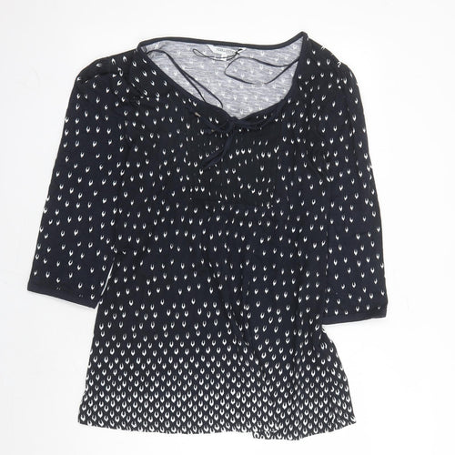 Debenhams Womens Blue Geometric Cotton Tunic T-Shirt Size 18 Round Neck