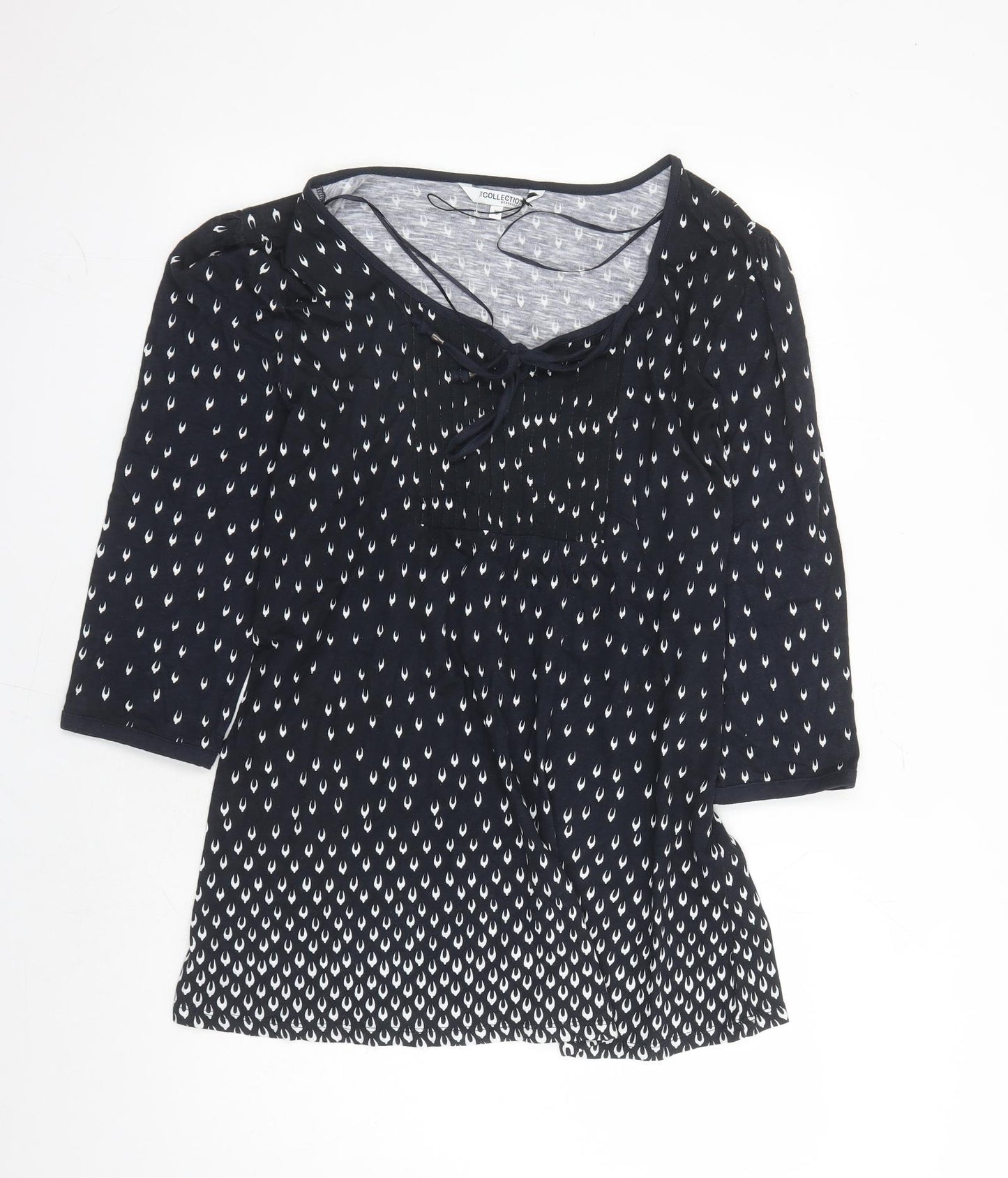 Debenhams Womens Blue Geometric Cotton Tunic T-Shirt Size 18 Round Neck