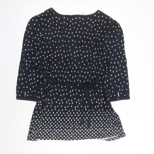 Debenhams Womens Blue Geometric Cotton Tunic T-Shirt Size 18 Round Neck