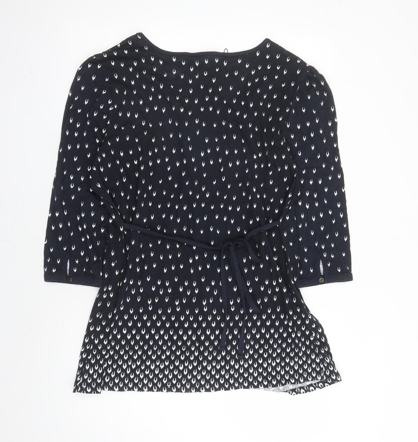 Debenhams Womens Blue Geometric Cotton Tunic T-Shirt Size 18 Round Neck