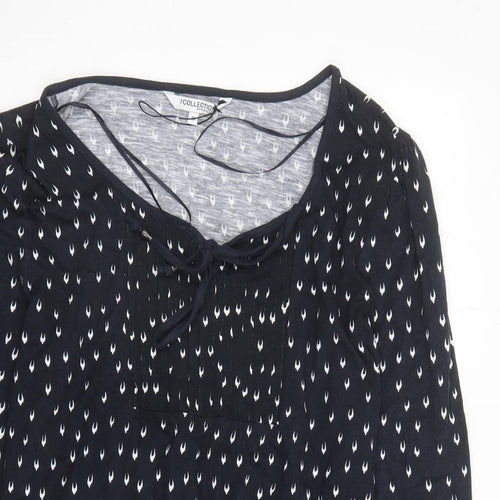 Debenhams Womens Blue Geometric Cotton Tunic T-Shirt Size 18 Round Neck