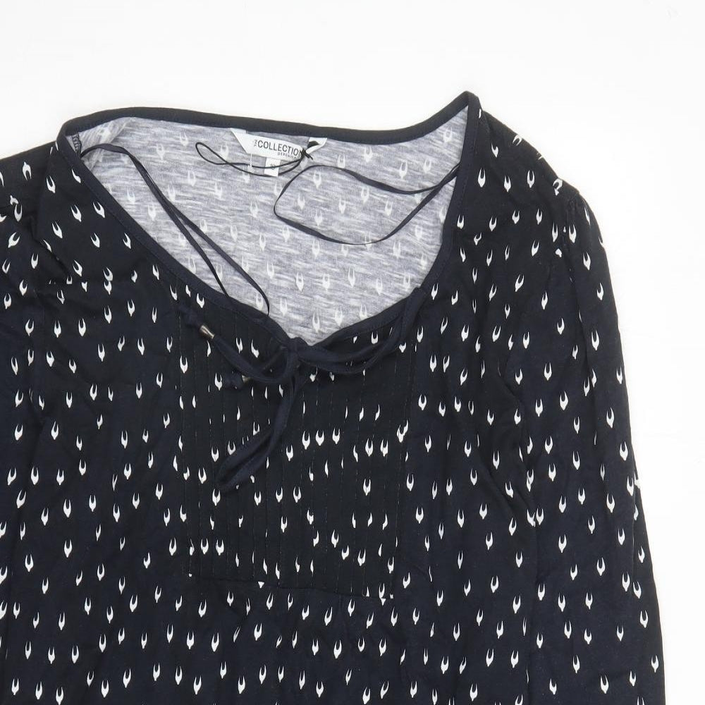 Debenhams Womens Blue Geometric Cotton Tunic T-Shirt Size 18 Round Neck