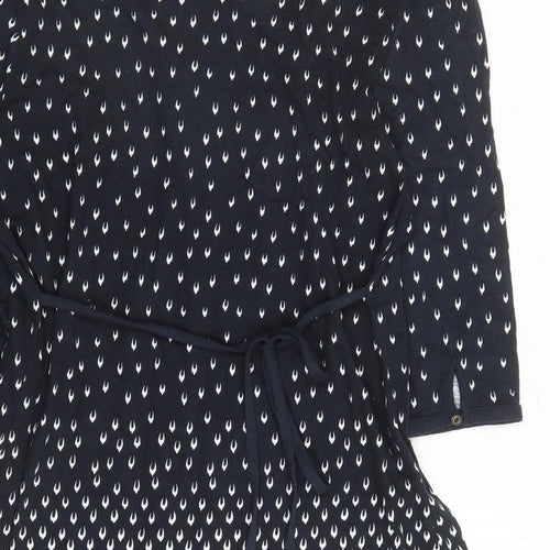 Debenhams Womens Blue Geometric Cotton Tunic T-Shirt Size 18 Round Neck