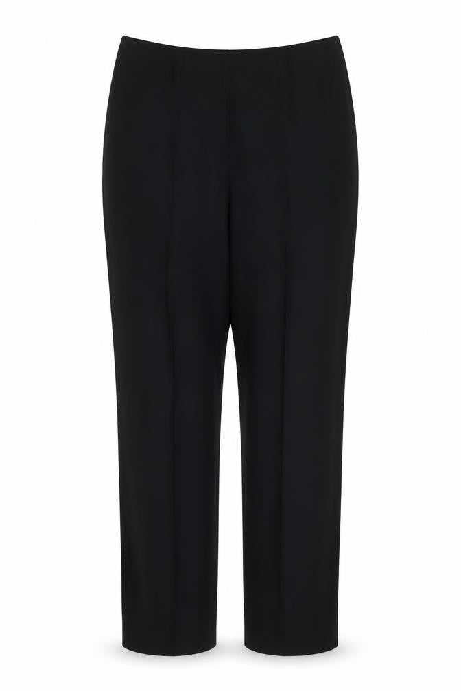 Front view of Minuet women’s black polyester trousers, size UK 14, 30-inch leg regular zip