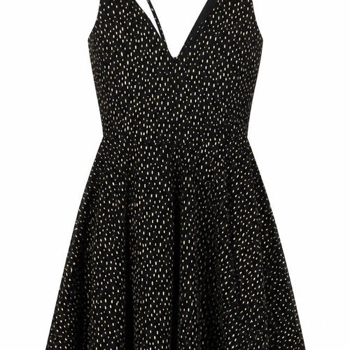 Miss Selfridge Womens Black Geometric Polyester Fit & Flare Size 6 V-Neck Zip