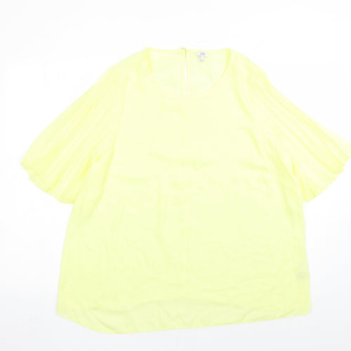 River Island Womens Yellow Polyester Basic Blouse Size 18 Round Neck