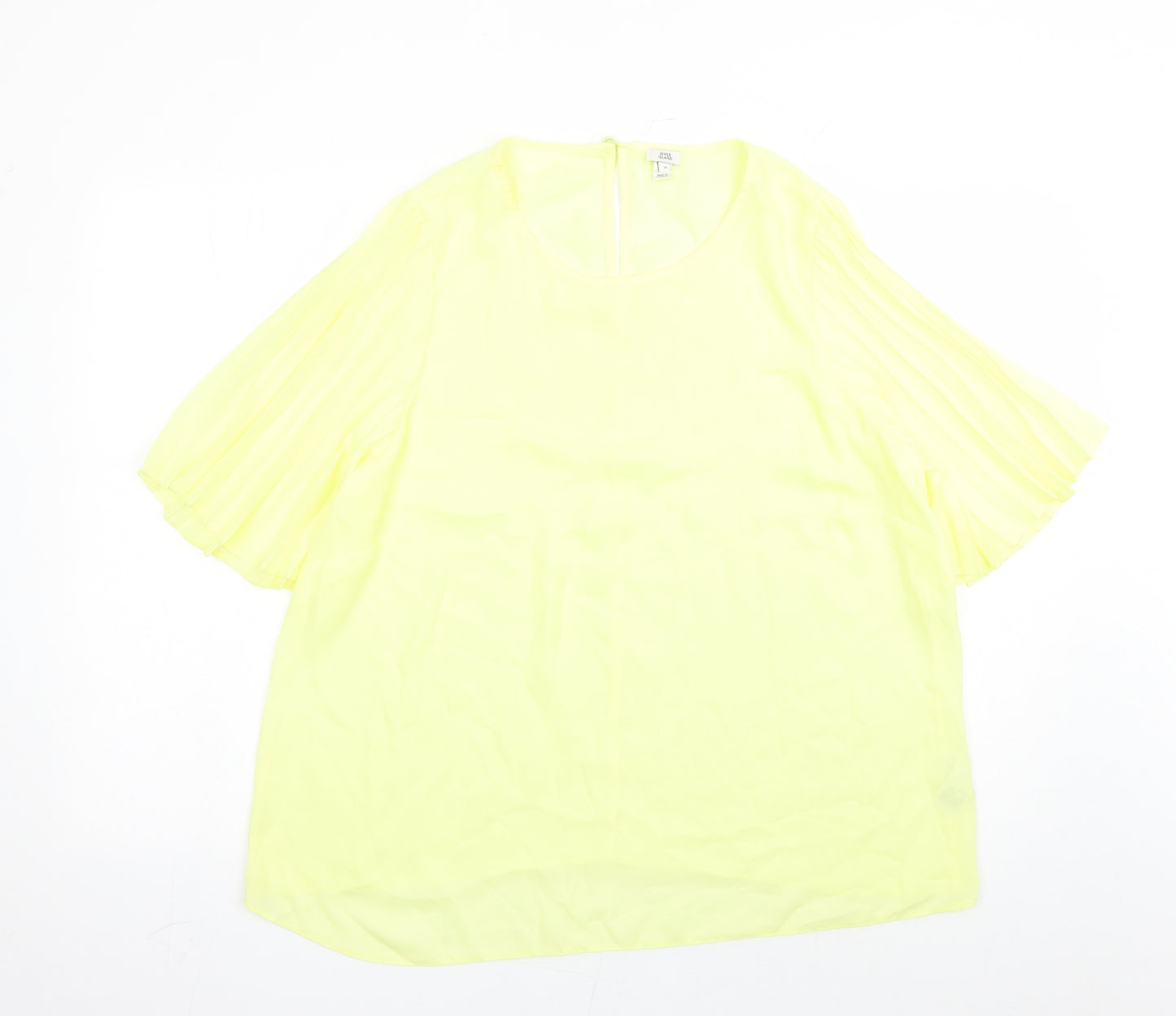 River Island Womens Yellow Polyester Basic Blouse Size 18 Round Neck