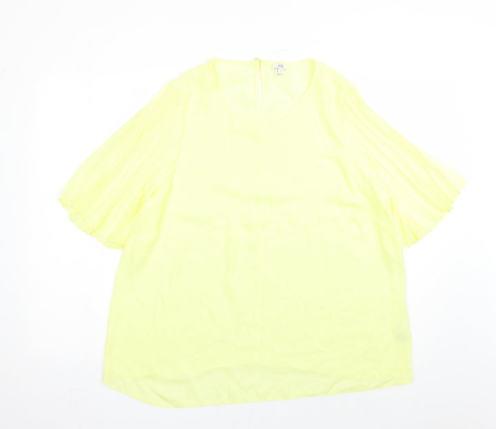 River Island Womens Yellow Polyester Basic Blouse Size 18 Round Neck