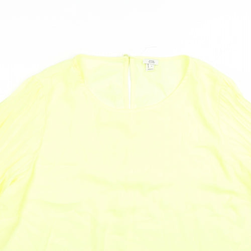 River Island Womens Yellow Polyester Basic Blouse Size 18 Round Neck