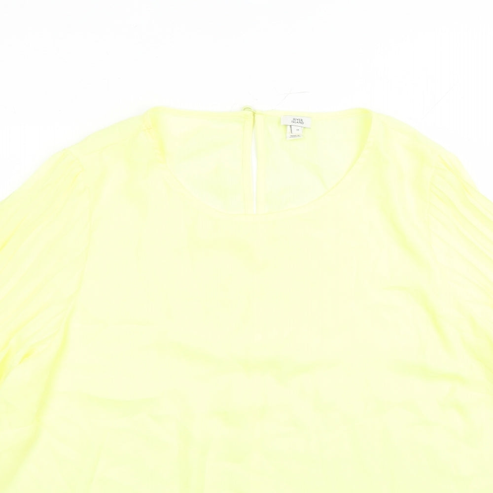 River Island Womens Yellow Polyester Basic Blouse Size 18 Round Neck