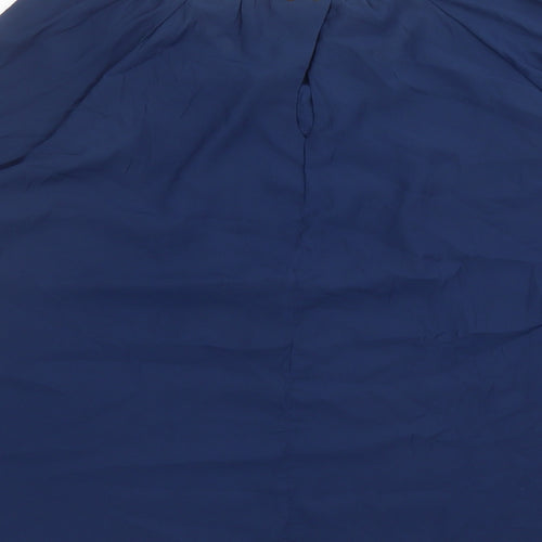 Mango Womens Blue Polyester Basic Blouse Size M Round Neck